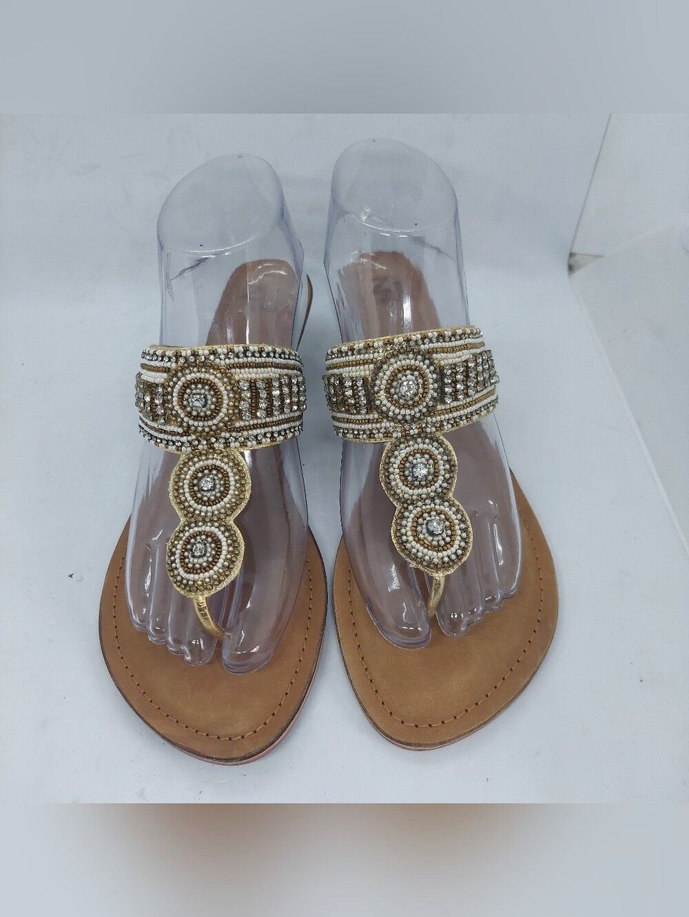 Anthropologie Z&L Sandals Thong Jeweled Womens Size 39 US 8 Resort Summer Shoes